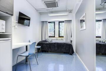 Фото номера Стандартный одноместный номер с общей ванной комнатой Хостелы Forenom Hostel Vantaa Aviapolis г. Вантаа 6